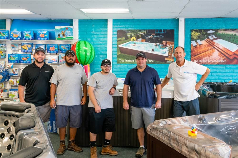 The Hydro-Spa Outlet team at the Woodland Hills showroom